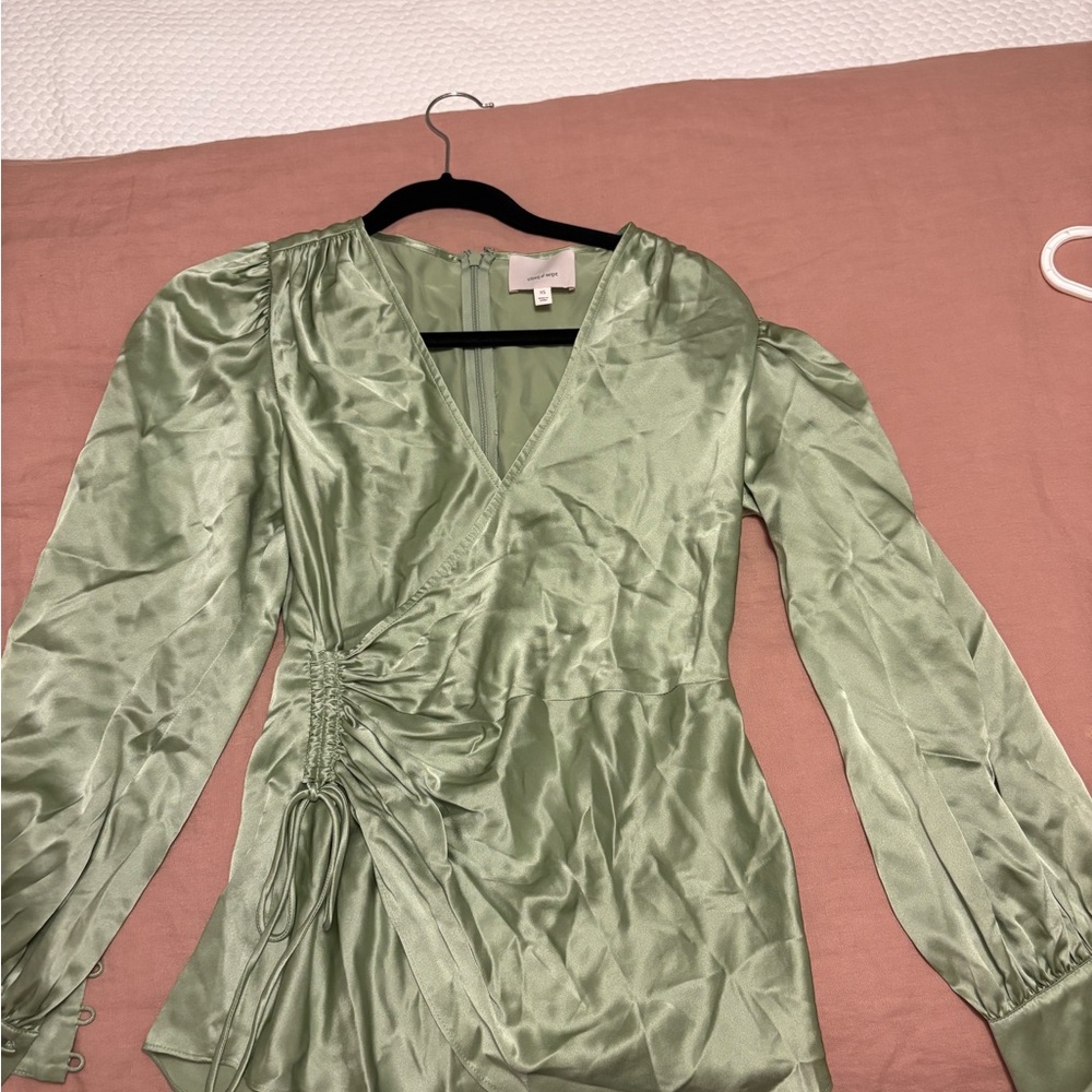 Cinq a Sept Light Green Satin Top